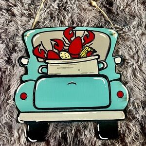 Hand painted Cajun wall decor •vintage truck with crawfish boil •12 x 10 inches